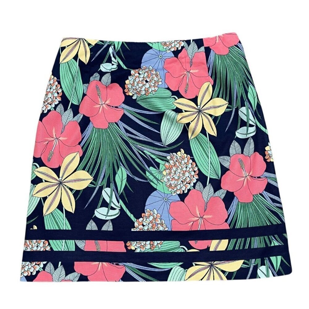 Talbots Cotton Canvas A-Line Hibiscus Skirt Size 2 - Picture 6 of 8